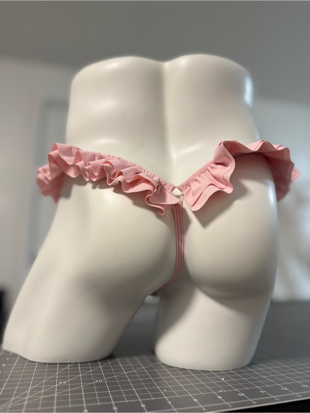 Men’s Ruffle Thong,sissy lingerie for men–ruffled edges